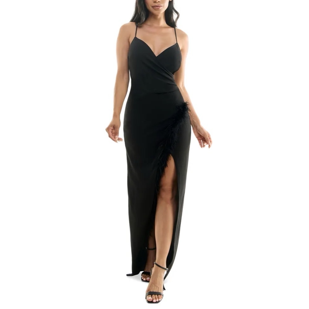 Emerald Sundae Black Strappy Sleeveless Maxi Gown Size Large